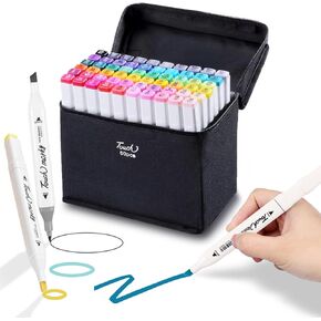 مجموعة اقلام ماركر مزدوجة الطرف قابلة للغسل، 60 لونًا كلاسيكيًا من الباستيل، مجموعة أدوات أقلام تلوين فنية مثالية هدية للأطفال والبنات من سن 4 و5 و6 و7 سنوات in Kuwait