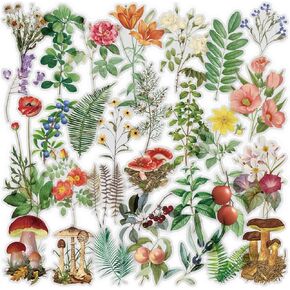 6 Packs Scrapbook Stickers Flower Stickers Decoration Sticker Planner Stickers Assorted in Plant Stickers Clear PET for Scrapbooking Diary Album Journals DIY Arts and Crafts (Monet)
