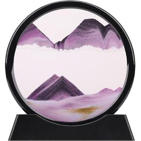 QLKUNLA Moving Sand Art Picture Liquid Motion 3D Deep Sea Sandscape in Motion Display Flowing Sand Frame Relaxing Desktop Home Office Work Decor Art Toys (7 inch, Purple) in Saudi Arabia