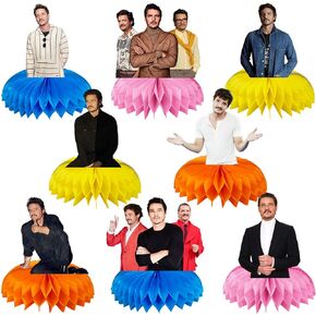 8Pcs Pedro Pascal Party Supplies, Pascal Honeycomb Centerpieces Table Decorations, Photo Booth Props for Kids Birthday Party Supplies in Saudi Arabia