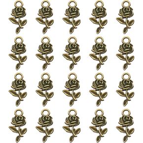 PATIKIL Rose Charm Mini Rose Flower Pendant Charm Bulk Vintage Metal Designer DIY for Jewelry Making Bracelets Earrings Necklace Wedding Crafts