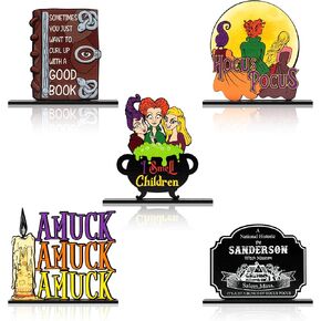 5 قطع من زخارف قطع مركزية للطاولة الخشبية للهالوين، أخوات ساندرسون للهالوين قطع مركزية للطاولة شخصية ساحرة لمستلزمات حفلات الهالوين هدايا ديكور المنزل in Kuwait