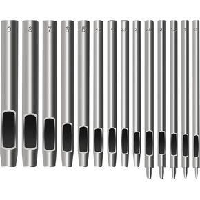 خرامة جلدية مجوفة من القدماء - 0.5 مم - 9 مم - مجموعة من 14 قطعة من أجل أبازيم وفتحات ومسامير في الأحذية، والأحزمة، والألجمة in Kuwait