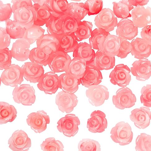 Whaline 50Pcs Rose Beads Pink Shell Rose Carved Loose Beads Floral Cameos Spacer Bead for Buddha Mala Jewelry Making Necklace Bracelet Supplies Scrapbooking DIY Crafts Wedding Decors in Kuwait