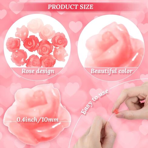 Whaline 50Pcs Rose Beads Pink Shell Rose Carved Loose Beads Floral Cameos Spacer Bead for Buddha Mala Jewelry Making Necklace Bracelet Supplies Scrapbooking DIY Crafts Wedding Decors in Kuwait