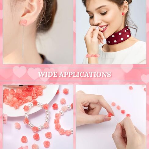 Whaline 50Pcs Rose Beads Pink Shell Rose Carved Loose Beads Floral Cameos Spacer Bead for Buddha Mala Jewelry Making Necklace Bracelet Supplies Scrapbooking DIY Crafts Wedding Decors in Kuwait