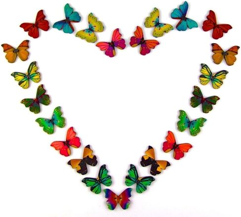 La Tartelette Butterflies Buttons-Mixed Wood Buttons Sewing Scrapbooking Flowers Shaped 2 Holes, Wood, Assorted Color - Pack of 50 Pcs in Kuwait