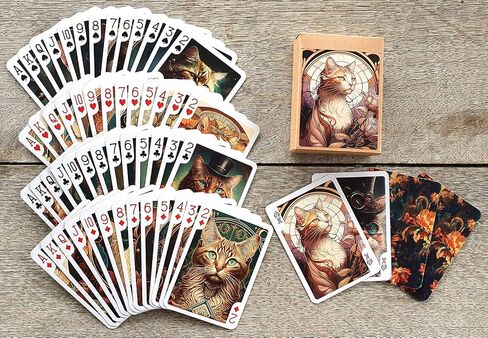 Art Deco CAT Portraits Playing Cards (Poker Deck 54 Cards All Different) Vintage Art Deco Cubism Avantgarde Naïve Cat Art Portrait Posters in Kuwait