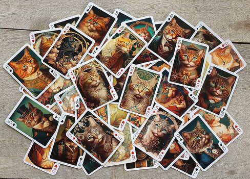 Art Deco CAT Portraits Playing Cards (Poker Deck 54 Cards All Different) Vintage Art Deco Cubism Avantgarde Naïve Cat Art Portrait Posters in Kuwait