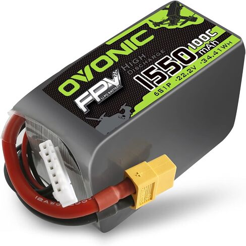 OVONIC 6S Lipo Battery 100C 1550mAh 22.2V Lipo Battery with XT60 Connector for RC FPV Racing Drone Quadcopter in Saudi Arabia