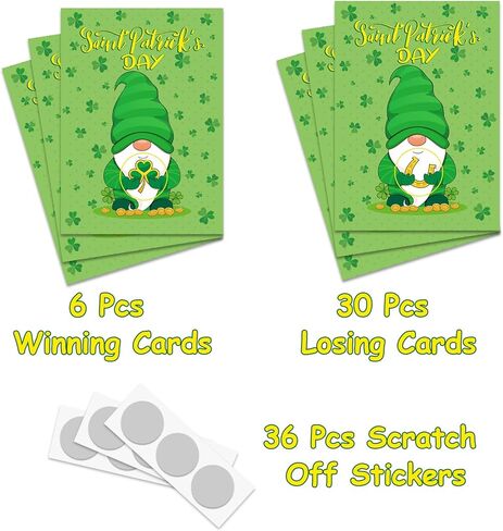 MOUNMDA 36 قطعة من بطاقات ألعاب القديس باتريك للخدش - ألعاب يوم القديس باتريك - ألعاب حفلات شامروك كرافت لحفلات عيد القديس باتريك المفضلة تذاكر السحب in Kuwait