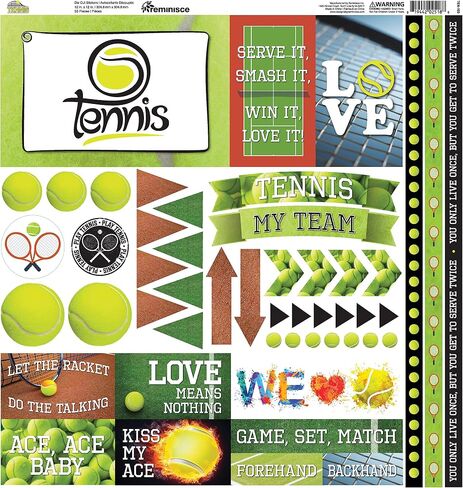 Reminisce Tennis Elements Stickers 12"X12" in Saudi Arabia