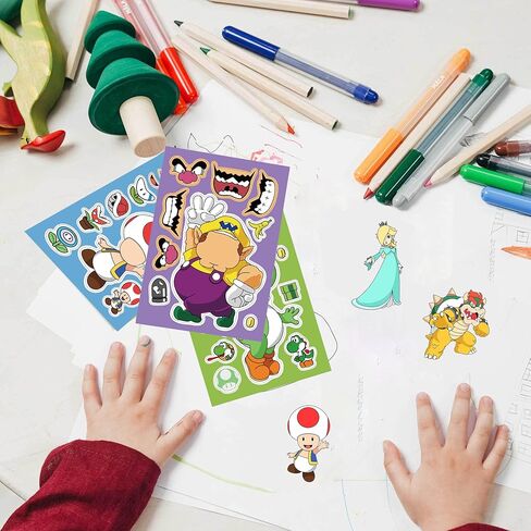 حزمة ملصقات ماريو ميك-أ-فيس مكونة من 32 قطعة، اصنع ملصقاتك الخاصة مشروعًا حرفيًا ممتعًا للأطفال المراهقين، ممزوجة ومتطابقة مع 8 ملصقات شخصيات مصممة لتزيين الحفلات، والمكافأة، والديكور، وفكرة الهدية in Kuwait