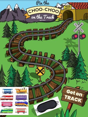 Jayd Products, Pin the Choo Choo on the Track, Train Theme Party Game 40 Stickers, 37 * 24in, X-Large Poster Train Birthday Party Activity in Saudi Arabia