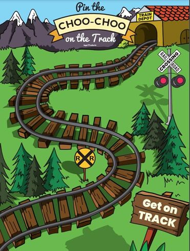 Jayd Products, Pin the Choo Choo on the Track, Train Theme Party Game 40 Stickers, 37 * 24in, X-Large Poster Train Birthday Party Activity in Saudi Arabia