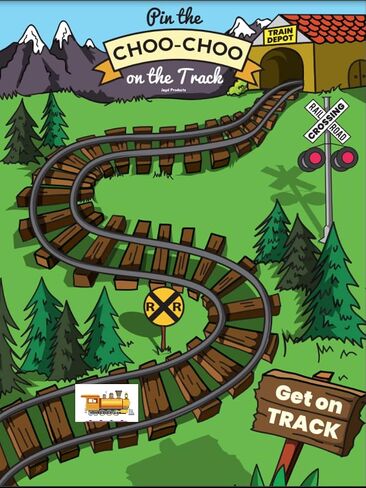 Jayd Products, Pin the Choo Choo on the Track, Train Theme Party Game 40 Stickers, 37 * 24in, X-Large Poster Train Birthday Party Activity in Saudi Arabia