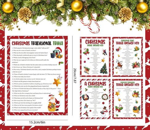 Whaline 84Pcs Christmas Trivia Games Question and Answer Party Game Paper Cards for Xmas Holiday Party Indoor Activity Family Friends, 4 Designs in Saudi Arabia