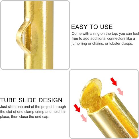 uxcell 200Pcs Slide on End Clasps, 10mm Tube Ball Bead Slider Crimp Ends for Multi-Strand DIY Craft Making, Bronze Tone in Kuwait