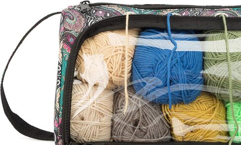 منظم حياكة لتخزين غزل باكماكسي، حامل غزل خفيف الوزن، حقيبة تخزين غزل خفيفة الوزن، منظم حياكة محمول لخيوط القطن، وخطافات الكروشيه، وإبر الحياكة (حتى 10 بوصة) (حقيبة فقط) (أزرق) in Kuwait