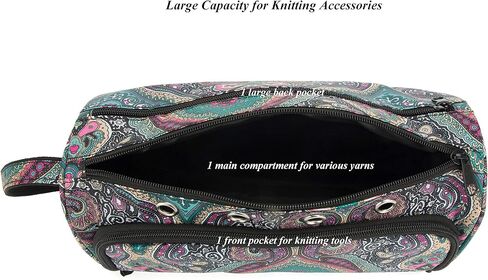 منظم حياكة لتخزين غزل باكماكسي، حامل غزل خفيف الوزن، حقيبة تخزين غزل خفيفة الوزن، منظم حياكة محمول لخيوط القطن، وخطافات الكروشيه، وإبر الحياكة (حتى 10 بوصة) (حقيبة فقط) (أزرق) in Kuwait