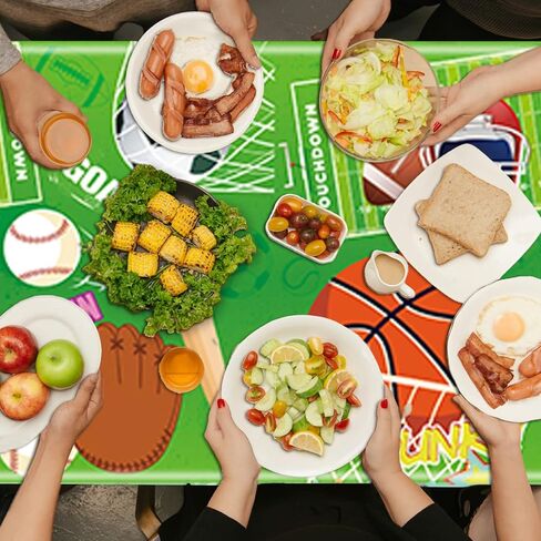 ganktowcoy 3 حزمة الرياضة تحت عنوان عيد ميلاد لوازم الحفلات الرياضية مفارش المائدة البلاستيكية غطاء الطاولة الرياضة الكرة مفرش المائدة للرياضة في الهواء الطلق ديكورات الحفلات in Kuwait