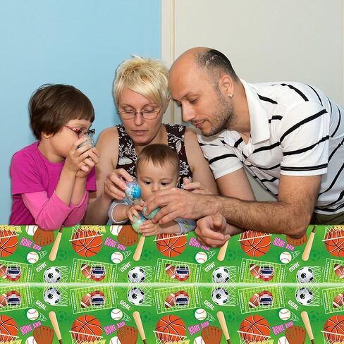 ganktowcoy 3 حزمة الرياضة تحت عنوان عيد ميلاد لوازم الحفلات الرياضية مفارش المائدة البلاستيكية غطاء الطاولة الرياضة الكرة مفرش المائدة للرياضة في الهواء الطلق ديكورات الحفلات in Kuwait