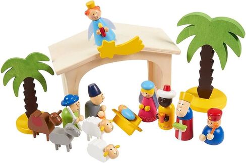 Blue Panda 15-Piece Kids Nativity Set, Wooden Christmas Nativity Scene and Playset Figures for Kids and Children Aged 3 and Older in Saudi Arabia