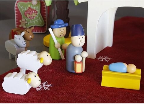Blue Panda 15-Piece Kids Nativity Set, Wooden Christmas Nativity Scene and Playset Figures for Kids and Children Aged 3 and Older in Saudi Arabia