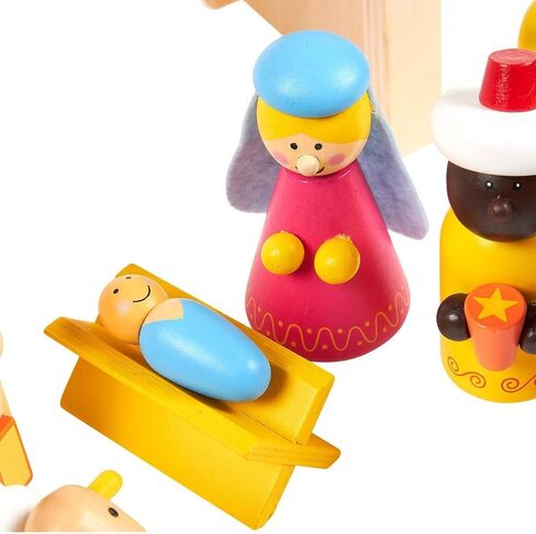 Blue Panda 15-Piece Kids Nativity Set, Wooden Christmas Nativity Scene and Playset Figures for Kids and Children Aged 3 and Older in Saudi Arabia