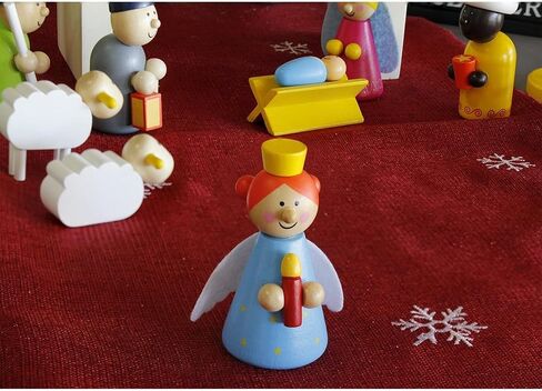 Blue Panda 15-Piece Kids Nativity Set, Wooden Christmas Nativity Scene and Playset Figures for Kids and Children Aged 3 and Older in Saudi Arabia
