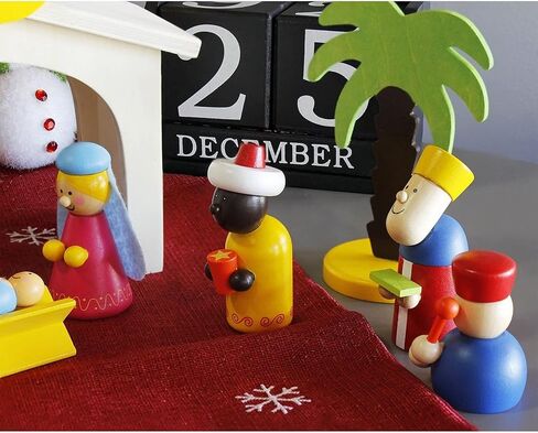 Blue Panda 15-Piece Kids Nativity Set, Wooden Christmas Nativity Scene and Playset Figures for Kids and Children Aged 3 and Older in Saudi Arabia