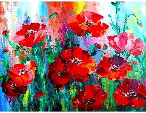 LVIITIS Flower Diamond Painting Kits Easy for Adults Beginner,Diamond Arts Dots Kits for Adults Christmas Paint with Diamonds Gem,Full Drill Diamond Paintings Arts and Crafts for Home Wall Decor in Kuwait