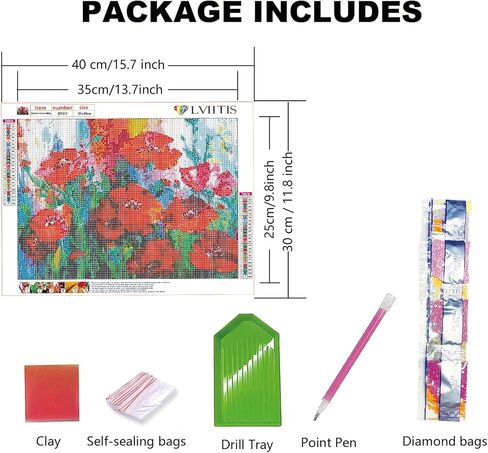 LVIITIS Flower Diamond Painting Kits Easy for Adults Beginner,Diamond Arts Dots Kits for Adults Christmas Paint with Diamonds Gem,Full Drill Diamond Paintings Arts and Crafts for Home Wall Decor in Kuwait