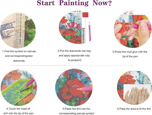 LVIITIS Flower Diamond Painting Kits Easy for Adults Beginner,Diamond Arts Dots Kits for Adults Christmas Paint with Diamonds Gem,Full Drill Diamond Paintings Arts and Crafts for Home Wall Decor in Kuwait