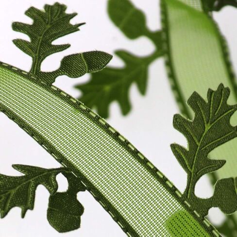 Green Leaves Leaf Trim Ribbon 22Yards Satin Ribbon for DIY Craft Garland Wreath Party Wedding Gift Wrapping Home Decoration in Kuwait