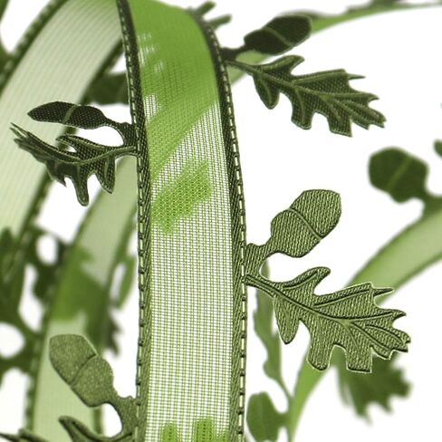 Green Leaves Leaf Trim Ribbon 22Yards Satin Ribbon for DIY Craft Garland Wreath Party Wedding Gift Wrapping Home Decoration in Kuwait