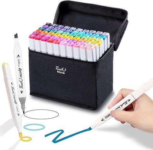 مجموعة اقلام ماركر مزدوجة الطرف قابلة للغسل، 60 لونًا كلاسيكيًا من الباستيل، مجموعة أدوات أقلام تلوين فنية مثالية هدية للأطفال والبنات من سن 4 و5 و6 و7 سنوات in Kuwait