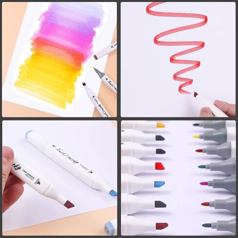 مجموعة اقلام ماركر مزدوجة الطرف قابلة للغسل، 60 لونًا كلاسيكيًا من الباستيل، مجموعة أدوات أقلام تلوين فنية مثالية هدية للأطفال والبنات من سن 4 و5 و6 و7 سنوات in Kuwait