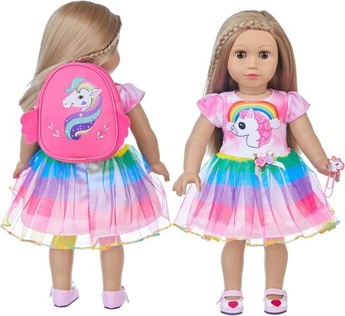 ZQDOLL 23 Pcs American Doll Clothes and Accessories School Supplies Playset for 18 Inch Doll Including Girl Doll Clothes, Bags, Student Cards, Sticker, Pencils, Calculator, Scissors, Notebook in Kuwait