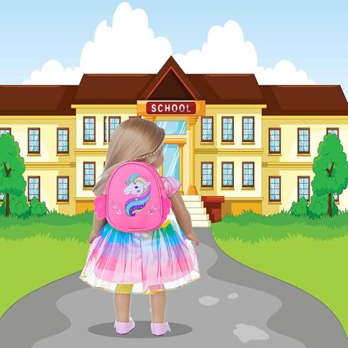 ZQDOLL 23 Pcs American Doll Clothes and Accessories School Supplies Playset for 18 Inch Doll Including Girl Doll Clothes, Bags, Student Cards, Sticker, Pencils, Calculator, Scissors, Notebook in Kuwait