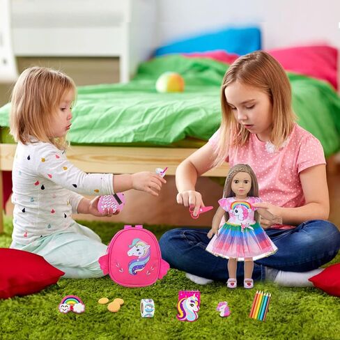 ZQDOLL 23 Pcs American Doll Clothes and Accessories School Supplies Playset for 18 Inch Doll Including Girl Doll Clothes, Bags, Student Cards, Sticker, Pencils, Calculator, Scissors, Notebook in Kuwait