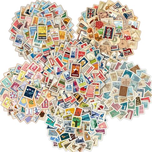 مجموعة ملصقات طوابع بريدية عتيقة من 300 قطعة، ملصق ختم السفر لمستلزمات سجل القصاصات ومخططي المجلات، ملصقات طوابع وهمية مقاومة للماء للبالغين والمراهقين in Kuwait
