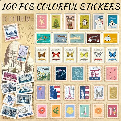 مجموعة ملصقات طوابع بريدية عتيقة من 300 قطعة، ملصق ختم السفر لمستلزمات سجل القصاصات ومخططي المجلات، ملصقات طوابع وهمية مقاومة للماء للبالغين والمراهقين in Kuwait