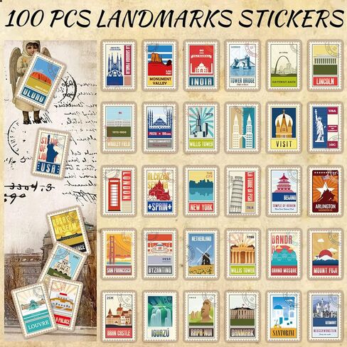 مجموعة ملصقات طوابع بريدية عتيقة من 300 قطعة، ملصق ختم السفر لمستلزمات سجل القصاصات ومخططي المجلات، ملصقات طوابع وهمية مقاومة للماء للبالغين والمراهقين in Kuwait