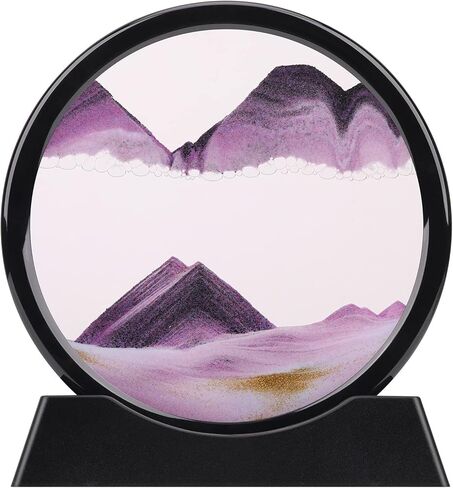 QLKUNLA Moving Sand Art Picture Liquid Motion 3D Deep Sea Sandscape in Motion Display Flowing Sand Frame Relaxing Desktop Home Office Work Decor Art Toys (7 inch, Purple) in Saudi Arabia
