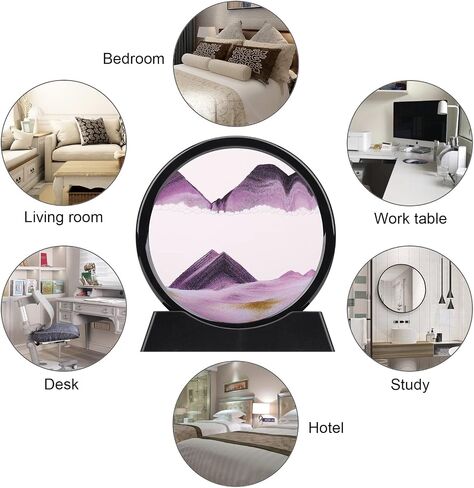 QLKUNLA Moving Sand Art Picture Liquid Motion 3D Deep Sea Sandscape in Motion Display Flowing Sand Frame Relaxing Desktop Home Office Work Decor Art Toys (7 inch, Purple) in Saudi Arabia