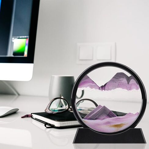 QLKUNLA Moving Sand Art Picture Liquid Motion 3D Deep Sea Sandscape in Motion Display Flowing Sand Frame Relaxing Desktop Home Office Work Decor Art Toys (7 inch, Purple) in Saudi Arabia