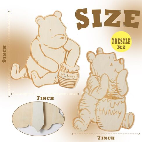 2PCS Winnie Centerpieces For Tables Decor Wood Sign For Baby Shower Party Kids Room Decorations 1st Birthday Party Decor in Kuwait
