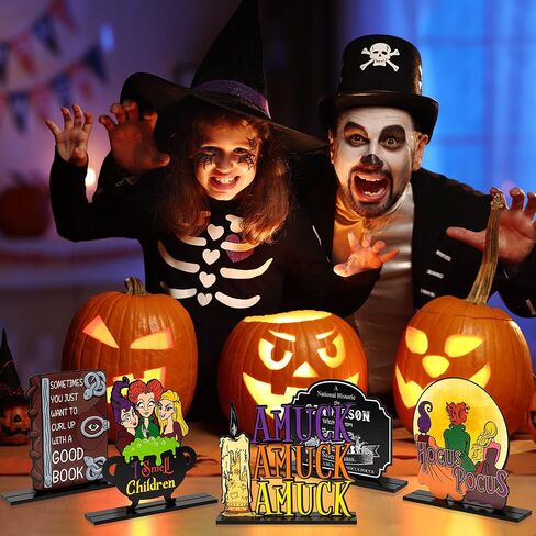 5 قطع من زخارف قطع مركزية للطاولة الخشبية للهالوين، أخوات ساندرسون للهالوين قطع مركزية للطاولة شخصية ساحرة لمستلزمات حفلات الهالوين هدايا ديكور المنزل in Kuwait