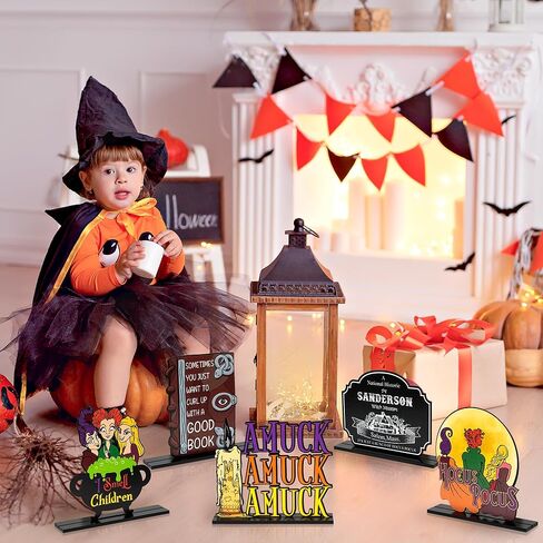 5 قطع من زخارف قطع مركزية للطاولة الخشبية للهالوين، أخوات ساندرسون للهالوين قطع مركزية للطاولة شخصية ساحرة لمستلزمات حفلات الهالوين هدايا ديكور المنزل in Kuwait